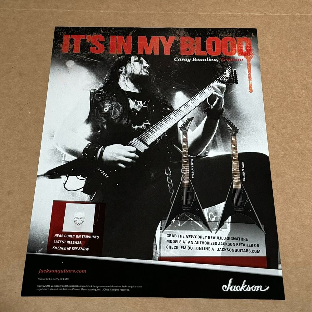 Corey Beaulieu of Trivium - Jackson Guitars - 2015 Print Advertisement
